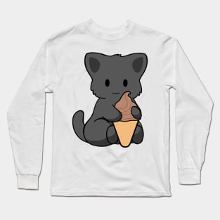 Chocolate Ice Cream Black Cat Long Sleeve T-Shirt